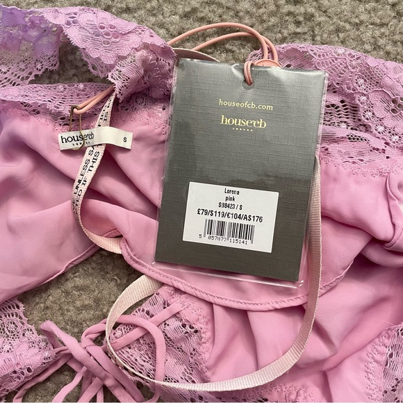 NWT house of cb lorena pink floaty cropped top small in pink - Picture 8 of 8